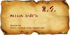Milich Irén névjegykártya
